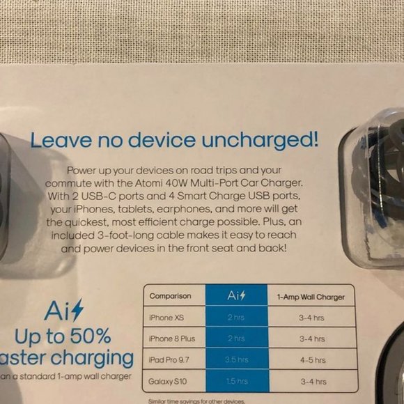 NIP Atomi 40W Multi Port Car Charger - Picture 5 of 10